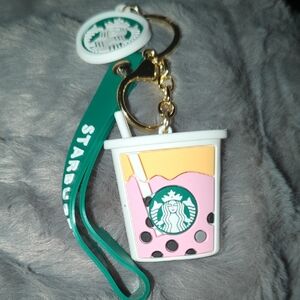 Starbucks Pink and Yellow Drink Keychain